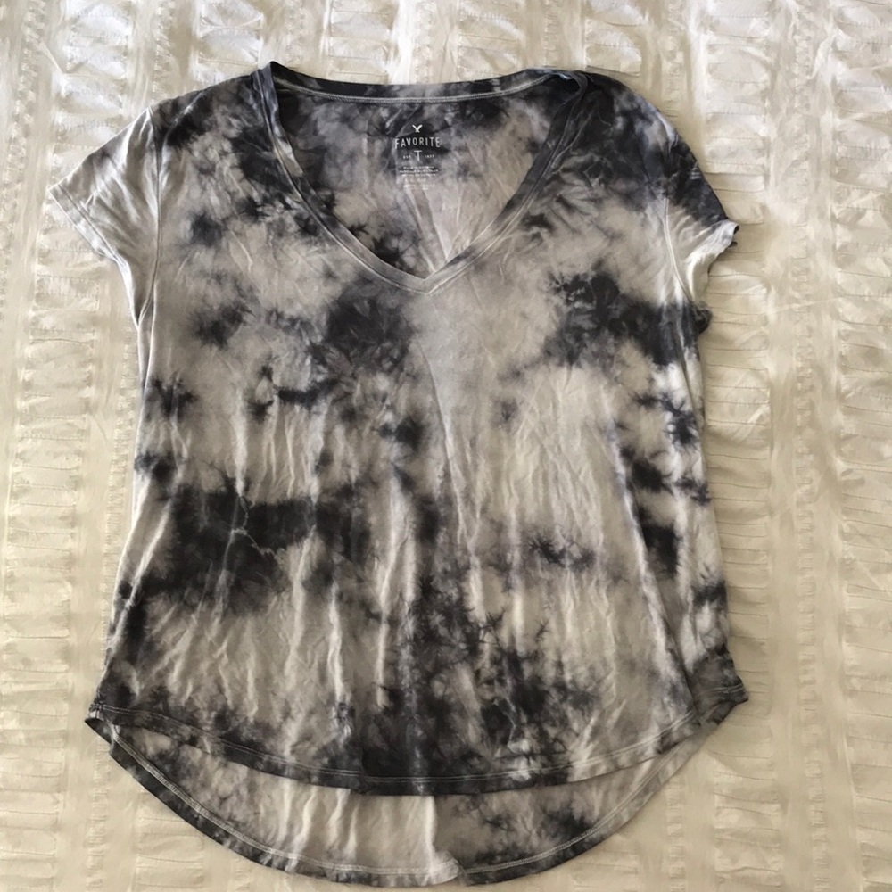 Black and white tie dye shirt sleeve t-shirt